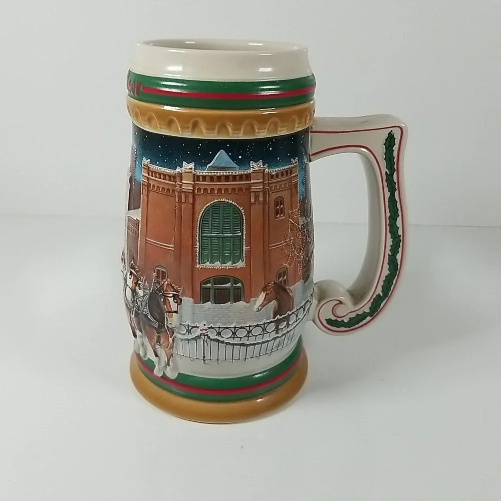 1997 Budweiser Holiday Stein CS313 Christmas beer mug Anheuser-Busch Bud series